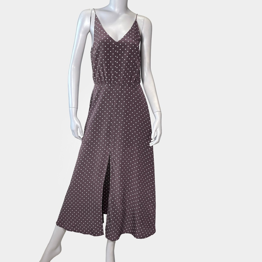 Zimmermann Karmic V Silk Polka Dot Picnic Dress Womens S (1) Burgundy Cream